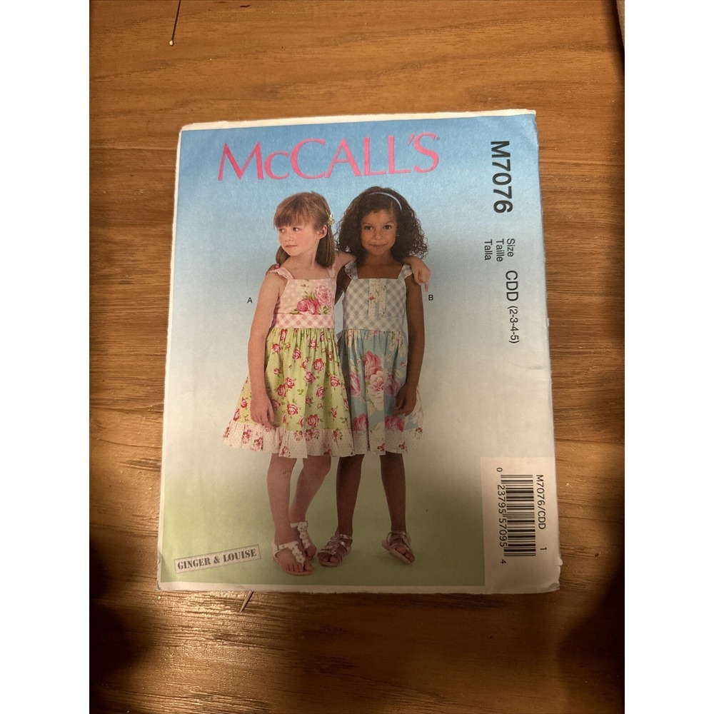 McCall's M7076 Childs Size 2-3-4-5 Dress & Belt Ginger & Louise Uncut 2015